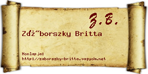 Záborszky Britta névjegykártya